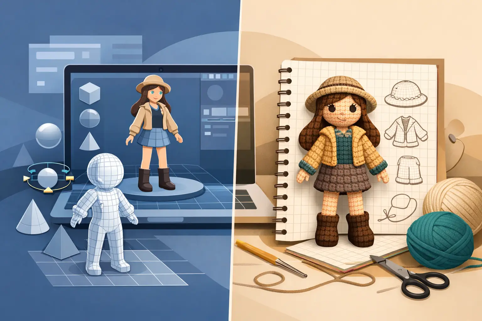 3D Models Versus Crochet Sketches for Designers